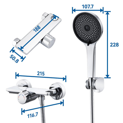 Auralum Badewannenarmatur Wasserfall mit Handbrause - Chrom