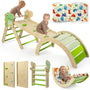 khlerox Kletterdreieck Set 7-in-1 aus Holz, faltbar, Dinosaur – Holz-Klettergerüst mit Rutsche und Kletterbogen