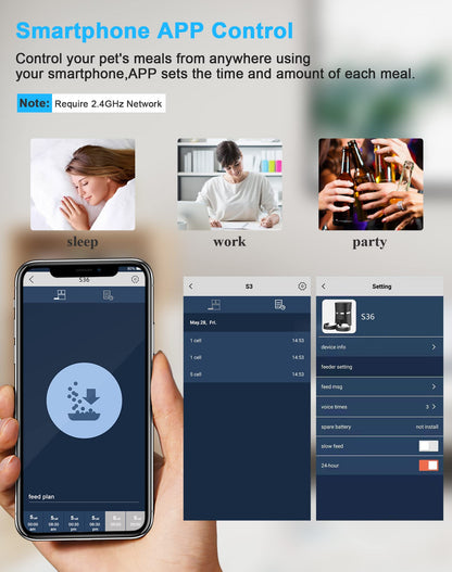 WellToBe Smart WiFi Futterautomat für Katzen & Hunde – Schwarz