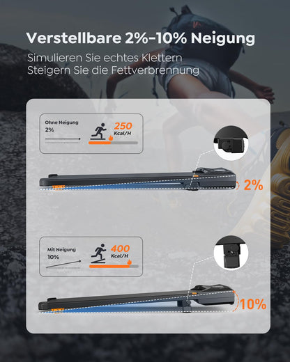 Kompaktes Walking Pad mit Steigung – Für Zuhause & Büro
