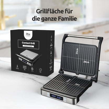 Olvy Sandwichmaker XXL, 3-in-1 Kontaktgrill mit Antihaftplatten