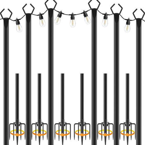 AHRLHR Lichterketten-Stangen aus Metall, 6er-Set, höhenverstellbar, V-förmiger Kopf