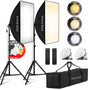Pixetool Fotostudio Set – 2 Softboxen 50x70 cm mit LED-Lampen und Stativen