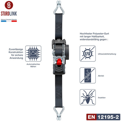 Automatik Spanngurte 3m 25mm J-Haken Ladungssicherung 4er Set