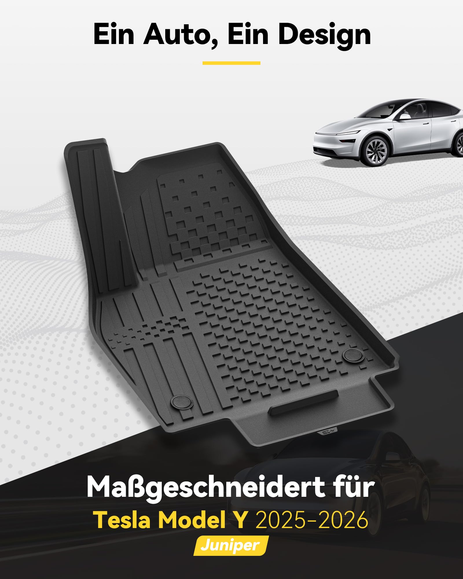 3W TPE Fussmatten und Kofferraumwanne für Tesla Model Y Juniper zum Schutz von Fussraum und Kofferraum