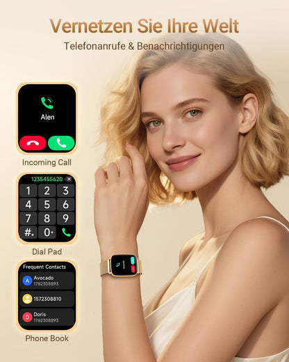 Fitpolo IDW28 Smartwatch mit Telefonfunktion, 1,85 Zoll Fitnessuhr