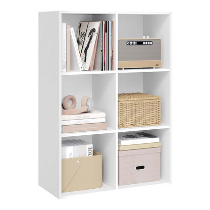 WOLTU Bücherregal mit 6 Würfeln, Standregal weiss, 60 x 89 x 30 cm