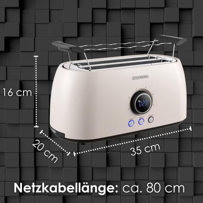 Steinborg Langschlitztoaster SB-2214 mit Brötchenaufsatz, 4 Scheiben