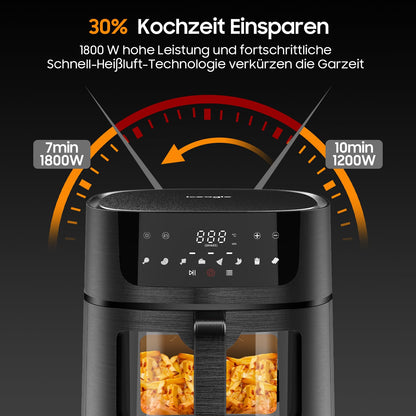 Heissluftfritteuse XXL Air Fryer 9L - Sichtfenster Touchscreen