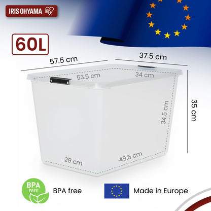 Iris Ohyama Aufbewahrungsbox mit Deckel FTB-60, 60 L, 4er-Set