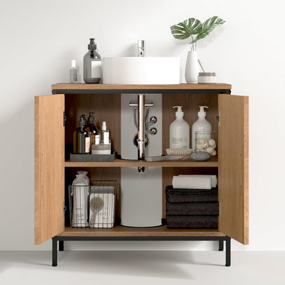 EUGAD Waschbeckenunterschrank 60x60x30 cm mit Trennwand, Schwarz