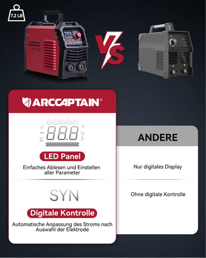 ARCCAPTAIN ARC 200 Schweissgerät – 200A Lift Wig Elektrode