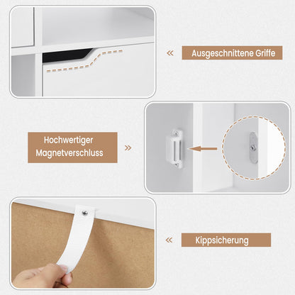 WOLTU Bücherregal SK039ws, Bücherschrank mit 4 Türen und 8 Fächern