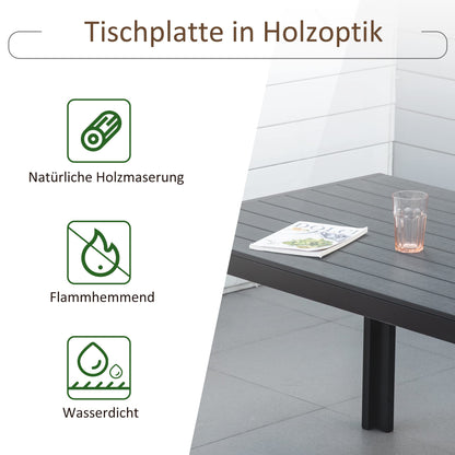 Outsunny Garten Esstisch Alu Polyholz - Schwarz 190cm