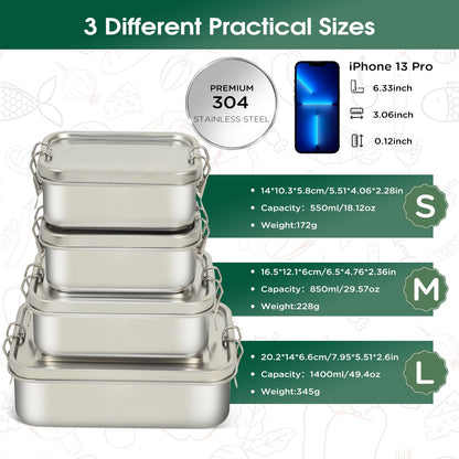 Awaiymi Edelstahl Lunchbox 4er-Set, auslaufsichere Brotdosen