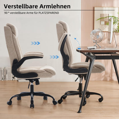 MZLEE Ergonomischer Bürostuhl Computerstuhl Arbeitsstuhl Beige Stoff