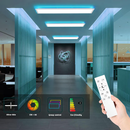 LEOEU LED Panel Deckenleuchte 120x30CM RGB Dimmbar 40W