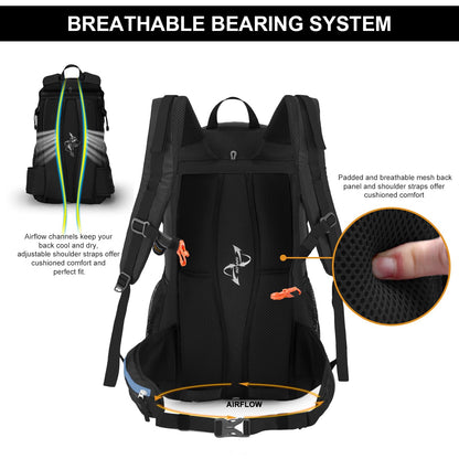 Mountaintop 40L Wanderrucksack mit Regenhülle, Schwarz-Blau