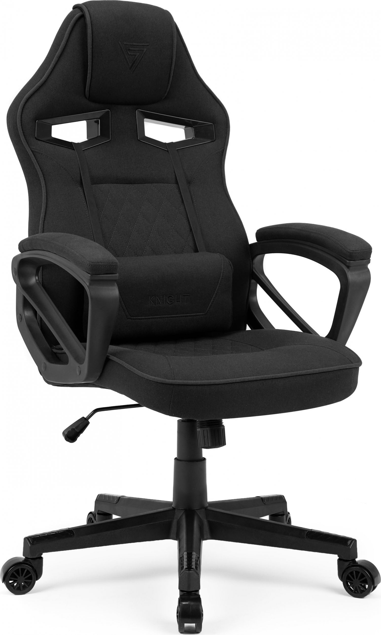 SENSE7 Knight Ergonomischer PC Gaming Stuhl - Schwarz. Ergonomischer schwarzer Stuhl mit hoher Rückenlehne für PC-Gaming.