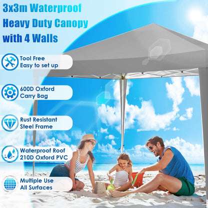 COBIZI Faltbarer Pavillon 3x3 Pop-up Party-/Garten - Grau