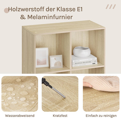 WOLTU Bücherregal 8 Fächer Würfelregal – Helle Eiche