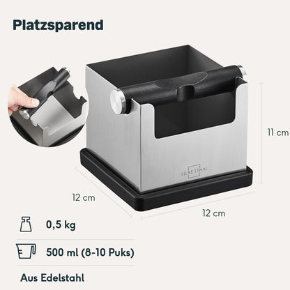 SILBERTHAL Abklopfbehälter Edelstahl 2in1 Tamperstation für Siebträger