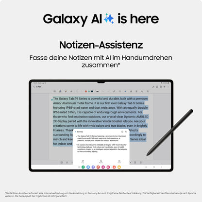 Samsung Galaxy Tab S9 Tablet Wi-Fi 128GB Graphit mit S Pen