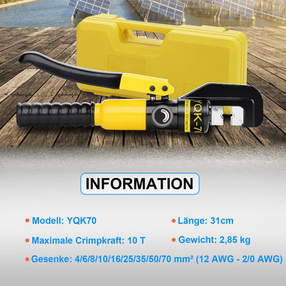 Solsop Hydraulische Crimpzange 4-70 mm², 100 kN, 9 Einsätze