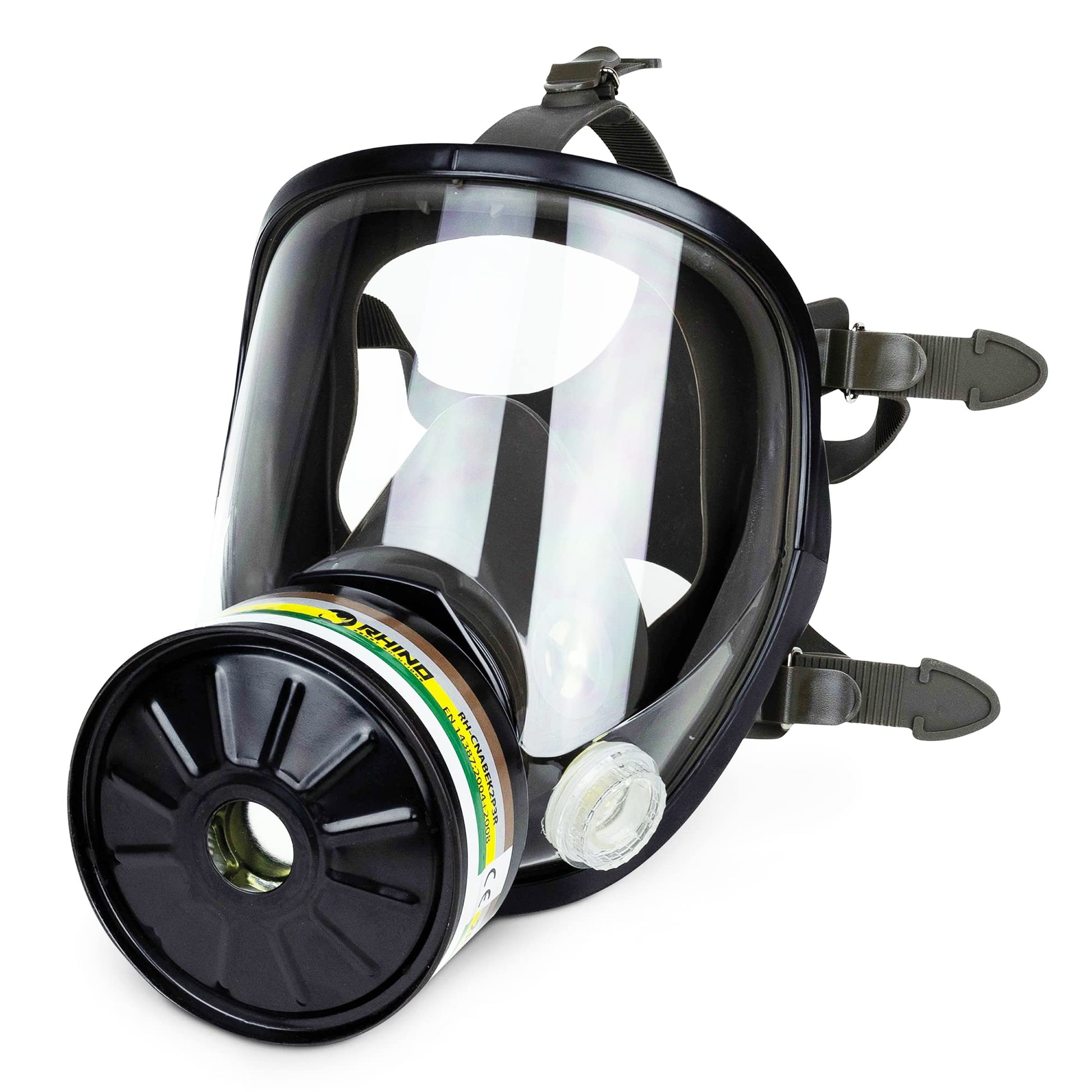 RHINO RH-7011B Vollgesichtsmaske wiederverwendbar ABEK2P3R. Graue Atemschutz-Vollmaske schützt vor Gasen, Dämpfen und Partikeln (ABEK2P3R).