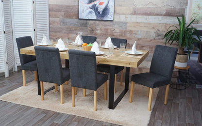 Mendler Littau Esszimmerstuhl 4er-Set - Anthrazitgrau Textil