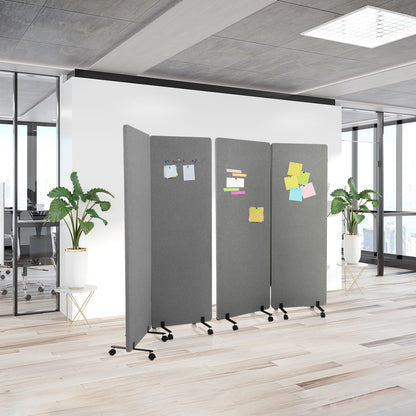 hjh OFFICE Mobile Akustik Trennwand - 2er Set Dunkelgrau 177x60cm