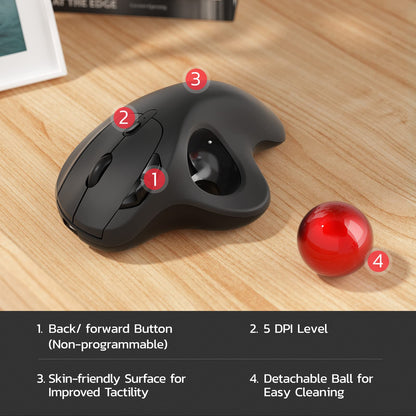 Nulea M501 Kabellose Trackball-Maus, ergonomisch, Bluetooth & 2,4 GHz