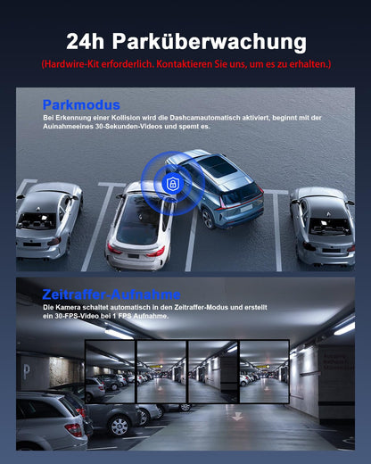 Avylet 4K+1080P Dashcam Dual Auto Kamera - Mini 5GHz Wi-Fi