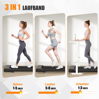 HomeFitnessCode Walking Pad Untertisch Laufband Neigung - Schwarz/Weiss