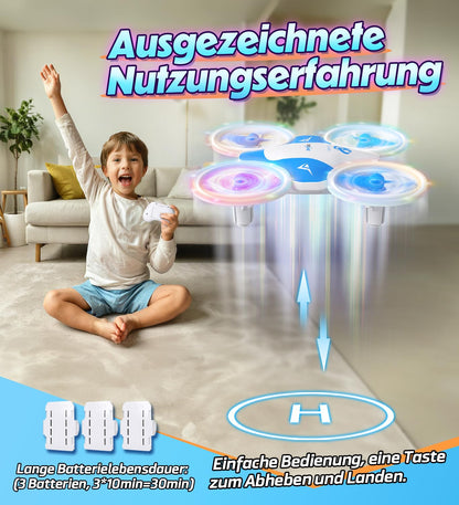 Korffe Mini Drohne für Kinder, RC Spielzeug mit LED-Lichtern