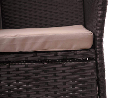 Mendler Poly-Rattan Sitzbank mit Tisch HWC-E24 132cm – Braun