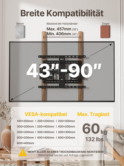 monTEK Ultra Slim TV Wandhalterung Schwenkbar 43-90 Zoll