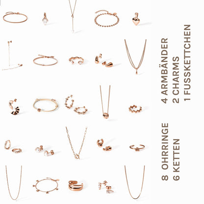 Purelei Damen Adventskalender mit Schmuck Roségold