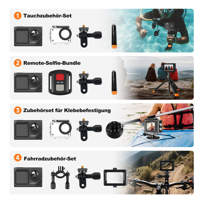 SVBONY SVGo2 4K Action-Kamera, wasserdicht bis 30 m, Dual-Screen