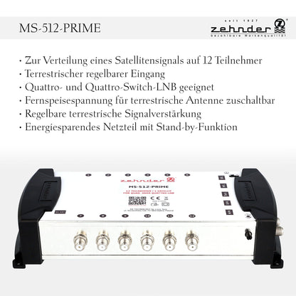 Zehnder 5/12 Multischalter für Quattro/Quad LNB & 12 Teilnehmer