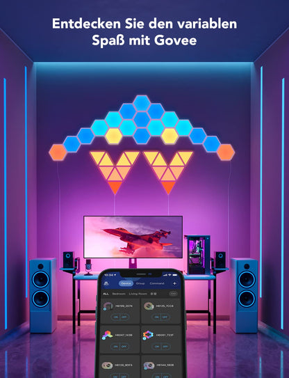 Govee LED Hexagon Panels Smart Gaming Wandleuchte - 10er Set
