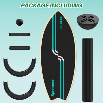 Sportneer Surfin Balance Board 8-in-1 aus Buchenholz, bis 200 kg