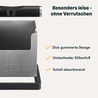 SILBERTHAL Abklopfbehälter Edelstahl 2in1 Tamperstation für Siebträger
