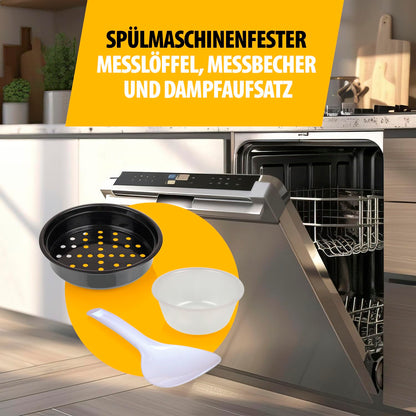 Tristar RK-6145 Reiskocher mit Dampfgaraufsatz, 1,5 L, Edelstahl