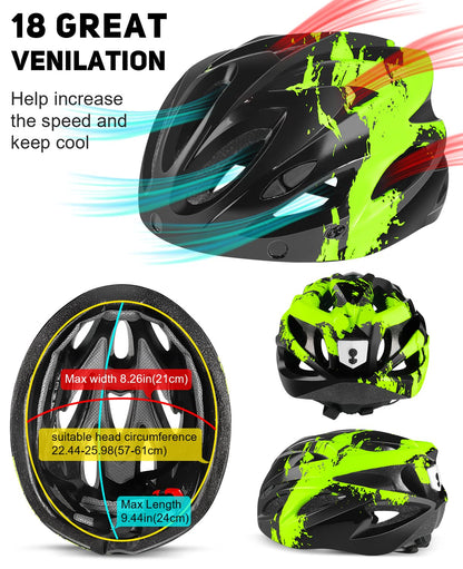RaMokey Fahrradhelm mit LED-Licht und Magnetvisier, 57-62 cm