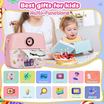 ASTGMI C10 Kinderkamera mit Sofortdruck, 1080P HD, 32 GB Karte