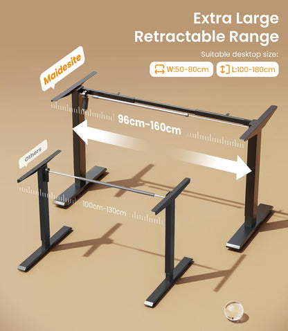 MAIDeSITe T1 Pro Elektrischer Stehschreibtisch 2-Bein - Schwarz