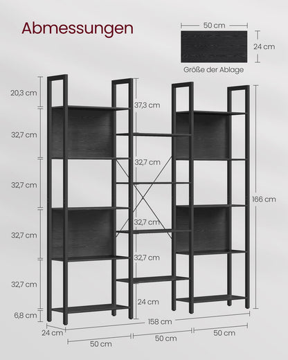 VASAGLE Bücherregal LLS107B56 – Industrie-Design, Ebenholzschwarz