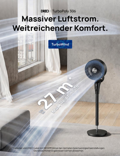 DREO PolyFan 353 Standventilator, 20 dB leise, 90° oszillierend