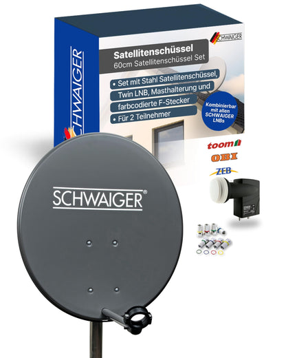 SCHWAIGER Satellitenschüssel Ø 60cm Komplettset - Anthrazit